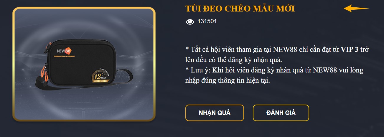 NEW88 Tặng Quà Tri Ân Hội Viên: Loa Thùng, Đồ Thể Thao, Mũ Bảo Hiểm 4 Túi đeo chéo thời trang